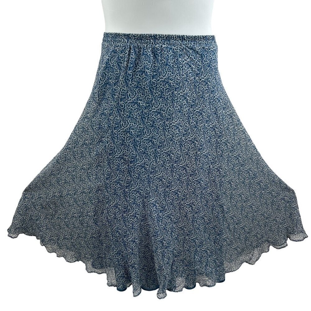 Vintage 100% Silk Womens Skirt L Midi Boho Coldwater Creek Peasant Countrycore